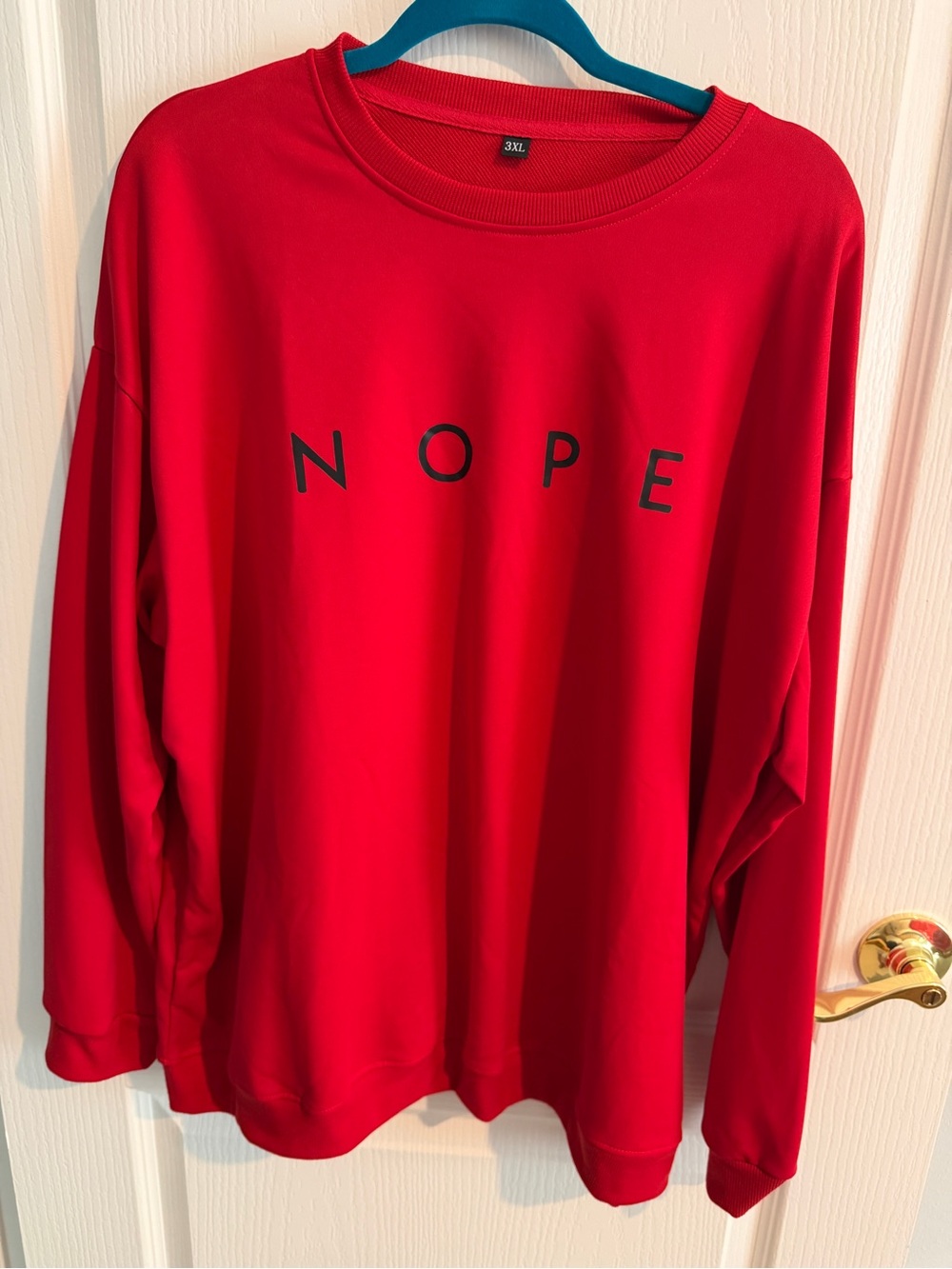 Red 'NOPE' Graphic Sweatshirt - Women